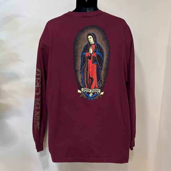 Santa Cruz Skateboards Virgin Maria Long Sleeve Shirt Burgundy L/XL Printed - Picture 1 of 7
